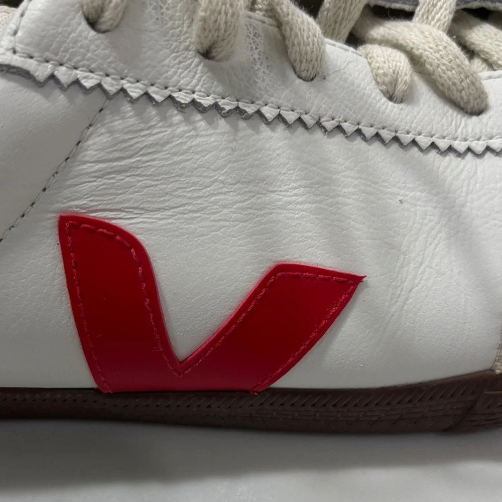 Veja Women's White Cream Burgundy Red Sneakers - Picture 6 of 11